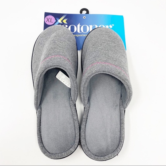 *SOLD* ISOTONER Gray Jersey Memory-Foam Slippers - Picture 7 of 11